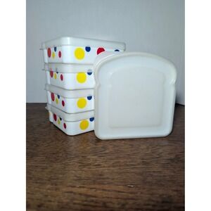 Wonder Bread Sandwich Containers 5 White Polka Dot Retro Style Advertising